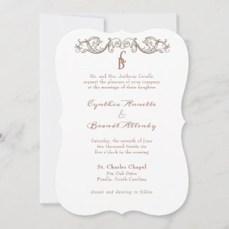 Rococo Florentine Monochrome Monogram Inbjudningar