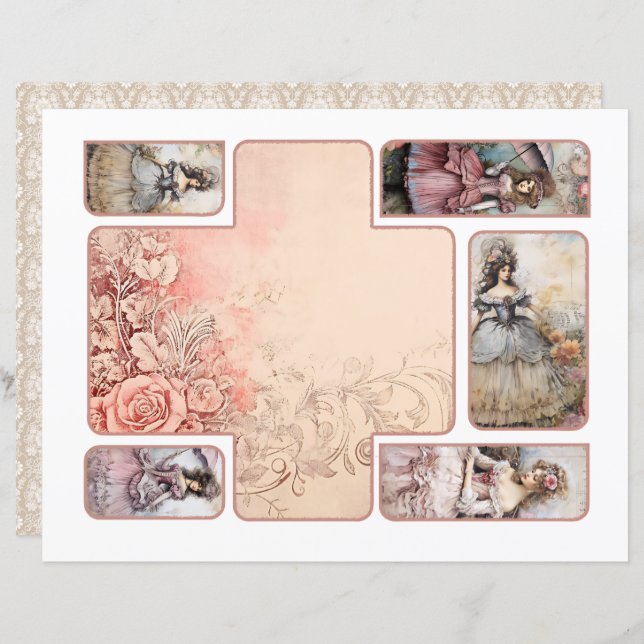 Rococo Folable Folio Cuttable Scrapbook Papper (Fram/baksida)