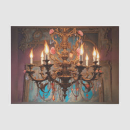 Rococo Fransk Chandelier 3 Decoupage Papper