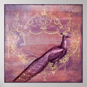 Rococo Fransk Lila Peacock Skriv ut Poster