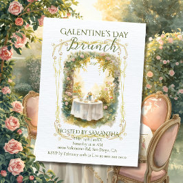 Rococo Garden Frame Galentine Brunch Soft Florals Inbjudningar