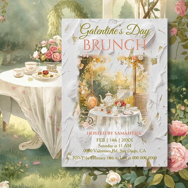Rococo Garden Window Galentine Brunch Soft Florals Inbjudningar (Skapare uppladdad)