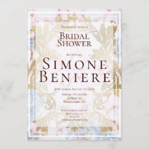 Rococo Guld Filigree Inbjudningskort för möhippan