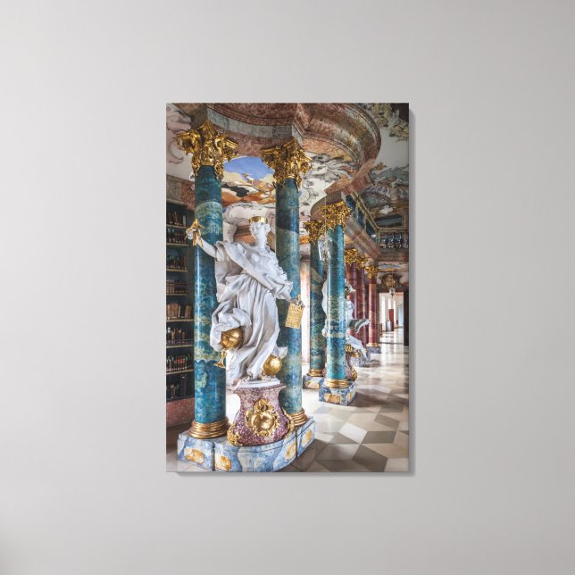 Rococo-inspirerat biblioteksinteriör canvastryck (Framsida)