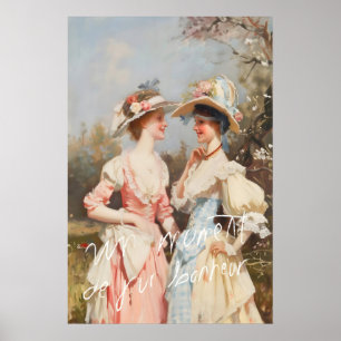 Rococo konsttryck Sjöpromenad, Vintage Kvinnor Poster