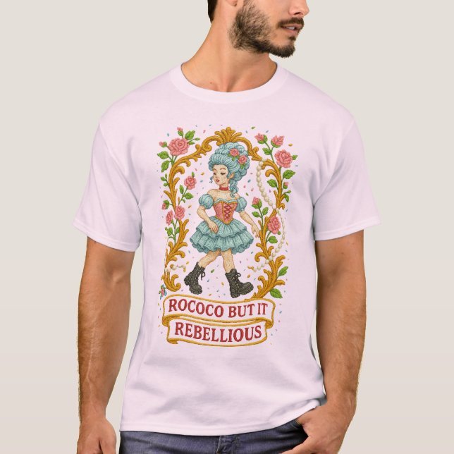 Rococo, men gör det rebelliskt" smaksatt, estetisk t shirt (Framsida)