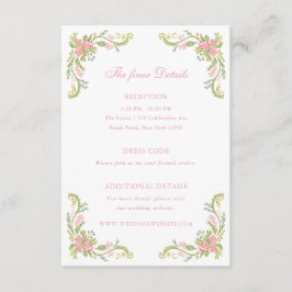 Rococo Ornate Floral Border Wedding Details Tilläggskort