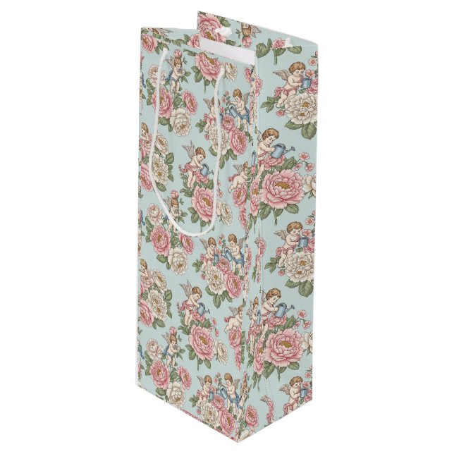Rococo Revival Cherub Floral Toile Wrapping Paper (Framsidan Vinklad)