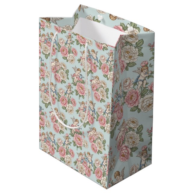 Rococo Revival Kerubblommor Toile Presentpapper (Baksidan Vinklad)