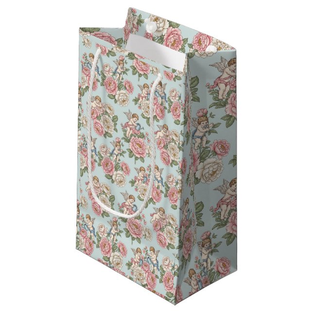 Rococo Revival Kerubblommor Toile Presentpapper (Framsidan Vinklad)