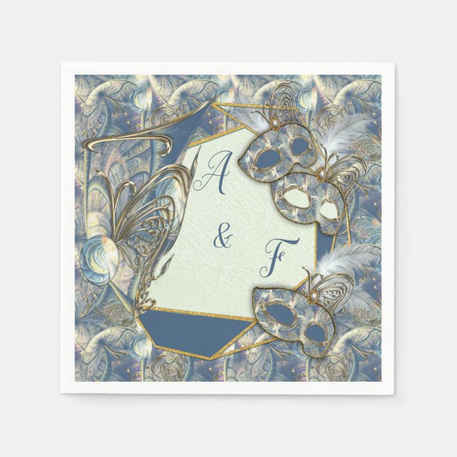 Rococo Rik med Guld Relief & Mask Pappersservett (Framsidan)