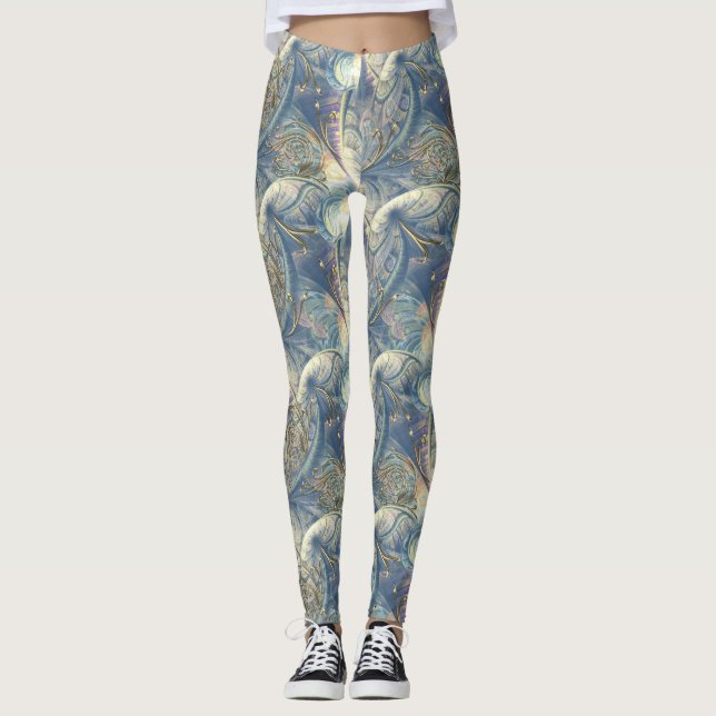 Rococo Rik Mönster-design med Guld Relief Leggings (Framsida)