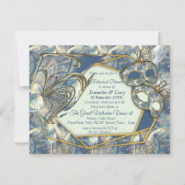 Rococo Rik Romantic Guld Reliefs & Mask Inbjudningar