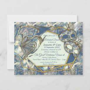 Rococo Rik Romantic Guld Reliefs & Mask Inbjudningar