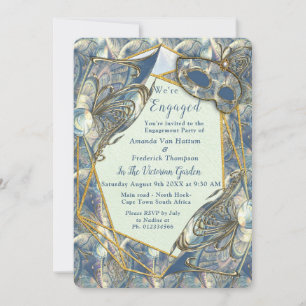 Rococo Rik Romantic Guld Reliefs & Mask Invati Inbjudningar