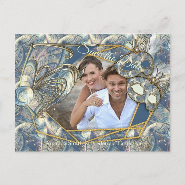 Rococo Rik Romantic Guld Reliefs & Mask Meddelande Vykort (Framsida)