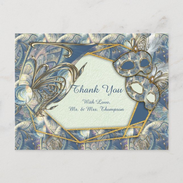 Rococo Rik Romantic Guld Reliefs & Mask Vykort (Framsida)