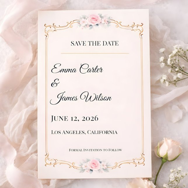 Rococo Rodnad Spara Datum (Rococco save the date card for rococco collection
)