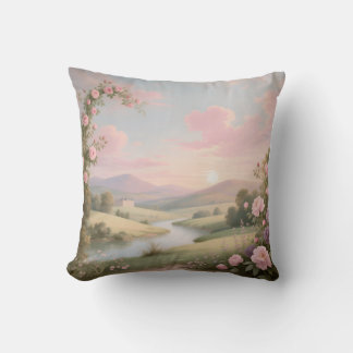 Rococo Rose River Landscape Mural Kudde