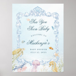 Rococo Sea You Soon Baby Shower Välkomstskylt Poster