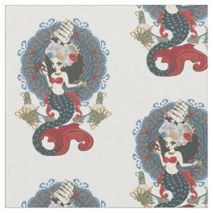 Rococo sjöjungfru art nouveau kort tyg