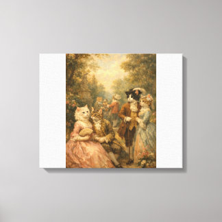Rococo Trädgård Katter Samlas Canvastryck