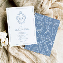 Rococo Vintage Monogram Blue Bröllop
