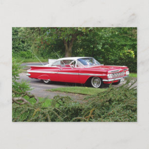 röd 1960 impala vykort