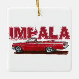 Röd 1962 Impala Konvertibel Julgransprydnad Keramik
