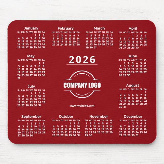 Röd 2026 anpassad logotyp musmatta (Framsidan)