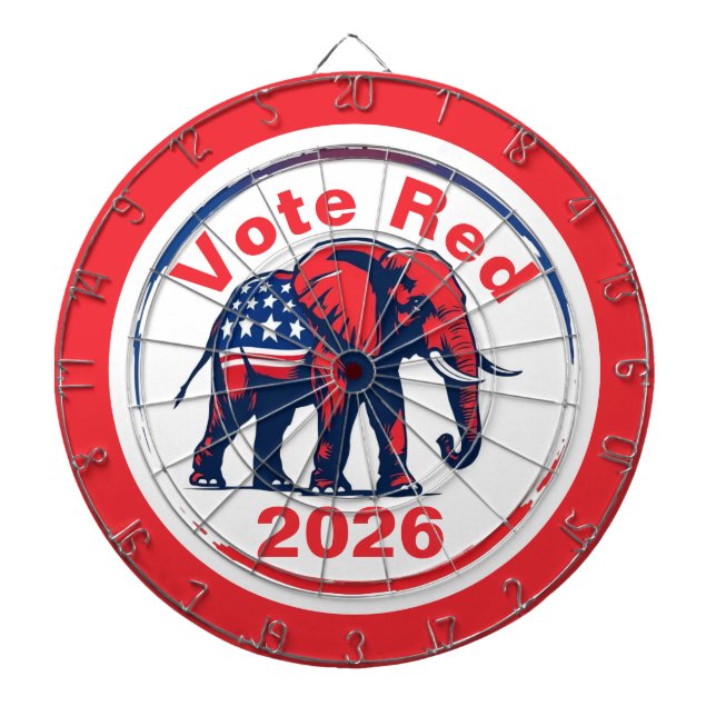 Röd 2026 darttavla (Framsidan)