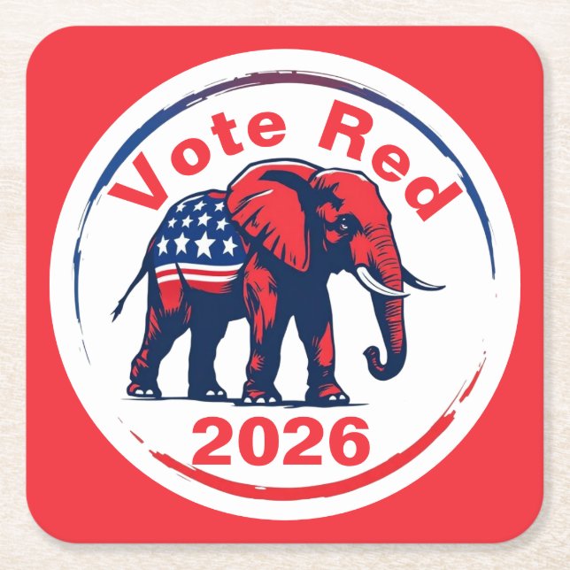 Röd 2026 underlägg papper kvadrat (Framsidan)