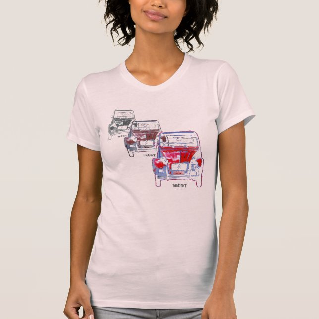 röd 2CV x 3 T Shirt (Framsida)
