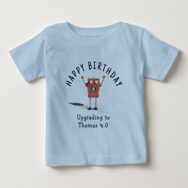 Röd 3D robot barnkalas T Shirt (Framsida)