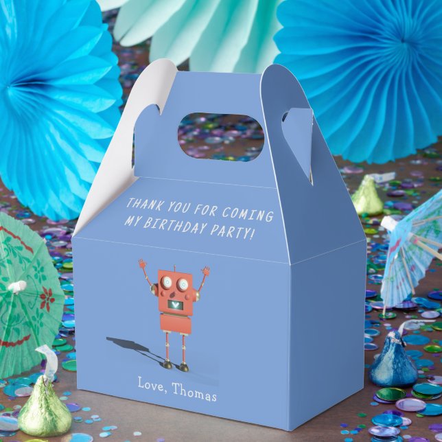Röd 3D robot barnkalas tack Presentaskar (Part)