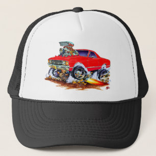 Röd 4x4 gigantisk lastbil 1971-72 för El Camino Truckerkeps