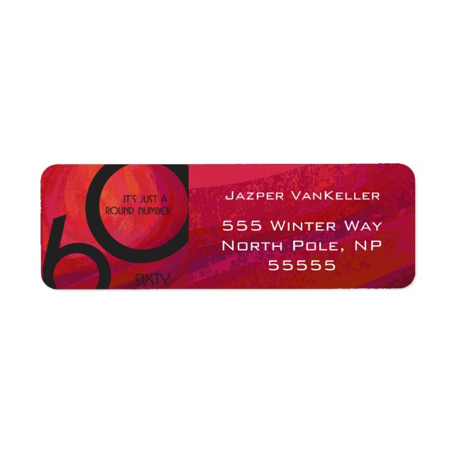 Röd 60-årsjubileum returadress etikett (Framsidan)
