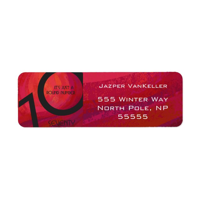 Röd 70-årsjubileum returadress etikett (Framsidan)