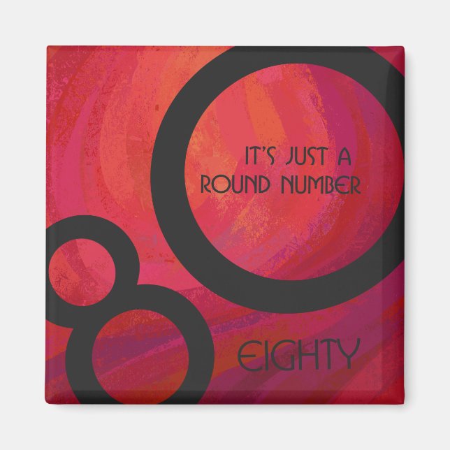 Röd 80-årsjubileum magnet (Framsidan)