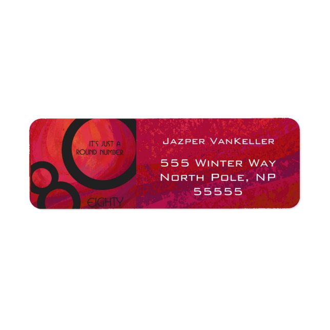 Röd 80-årsjubileum returadress etikett (Framsidan)