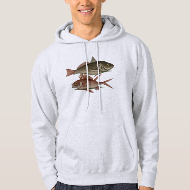 Röd abborre fisk fiskare konst sweatshirt (Framsida)