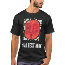 Röd Abstrakt Ansiktsgrafisk T-Shirt