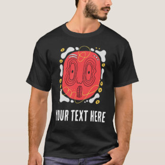 Röd Abstrakt Ansiktsgrafisk T-Shirt