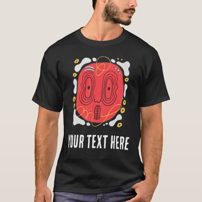 Röd Abstrakt Ansiktsgrafisk T-Shirt (Framsida)