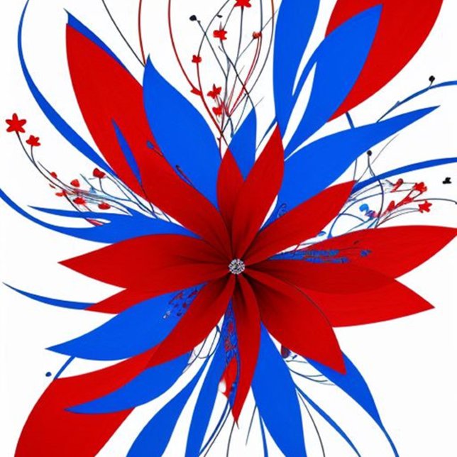 Röd Abstrakt blomma Kudde (Beautiful Abstract Flower Throw Pillow!)