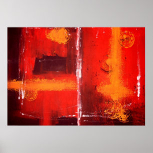 Röd abstrakt expressionistisk målningstryck poster