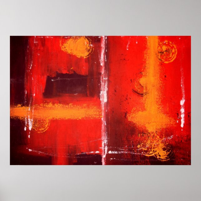 Röd abstrakt expressionistisk målningstryck poster (Framsidan)