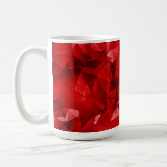 Röd Abstrakt Geometrisk Kristall Bakgrund Kaffemugg (Vänster)