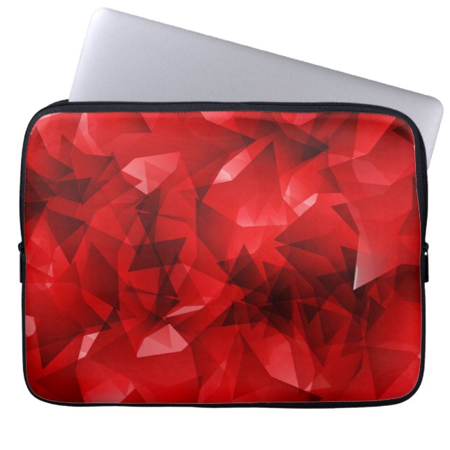 Röd Abstrakt Geometrisk Kristall Bakgrund Laptop Fodral (Framsidan)