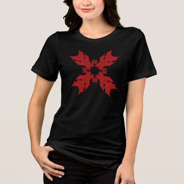 Röd Abstrakt Snöflake Blommigt Contemporary PEG Ar T Shirt (Framsida)